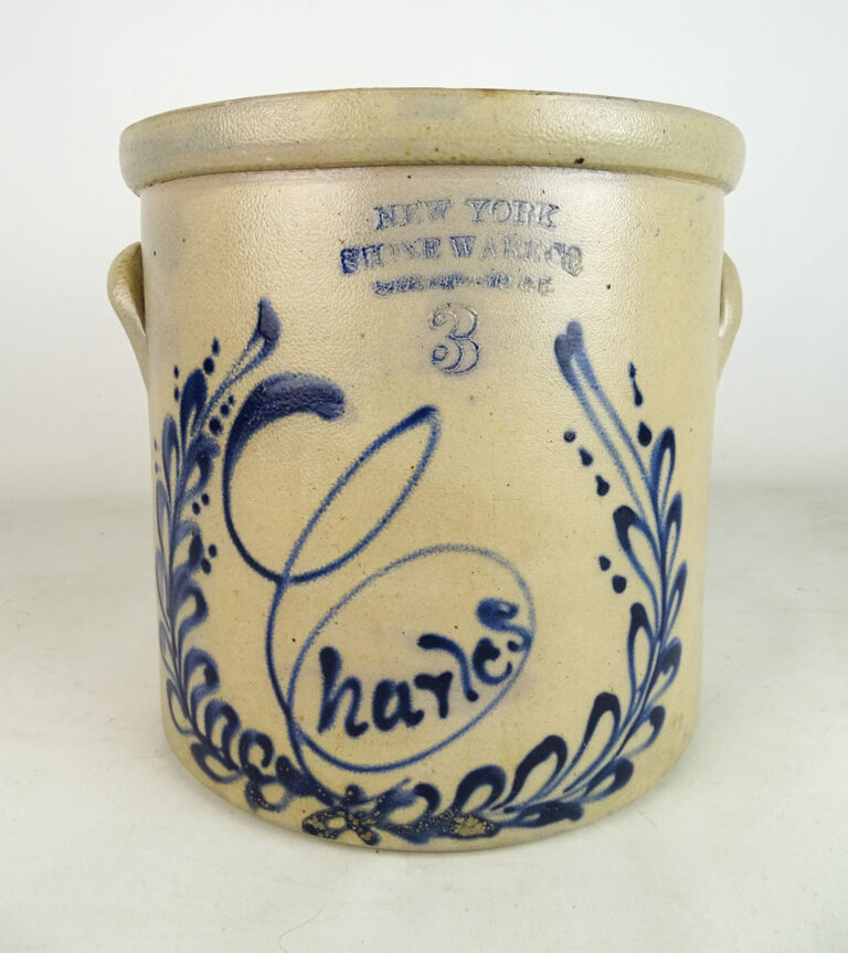19th c. Stoneware Decorated Crock