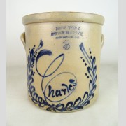 19th c. Stoneware Decorated Crock