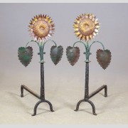 Pair Sunflower Andirons