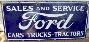 Ford Sales and Service, Cars - Truck - Tractors heavy porcelain sign