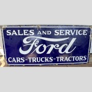 Ford Sales and Service, Cars - Truck - Tractors heavy porcelain sign Ford Sales and Service, Cars - Truck - Tractors heavy porcelain sign